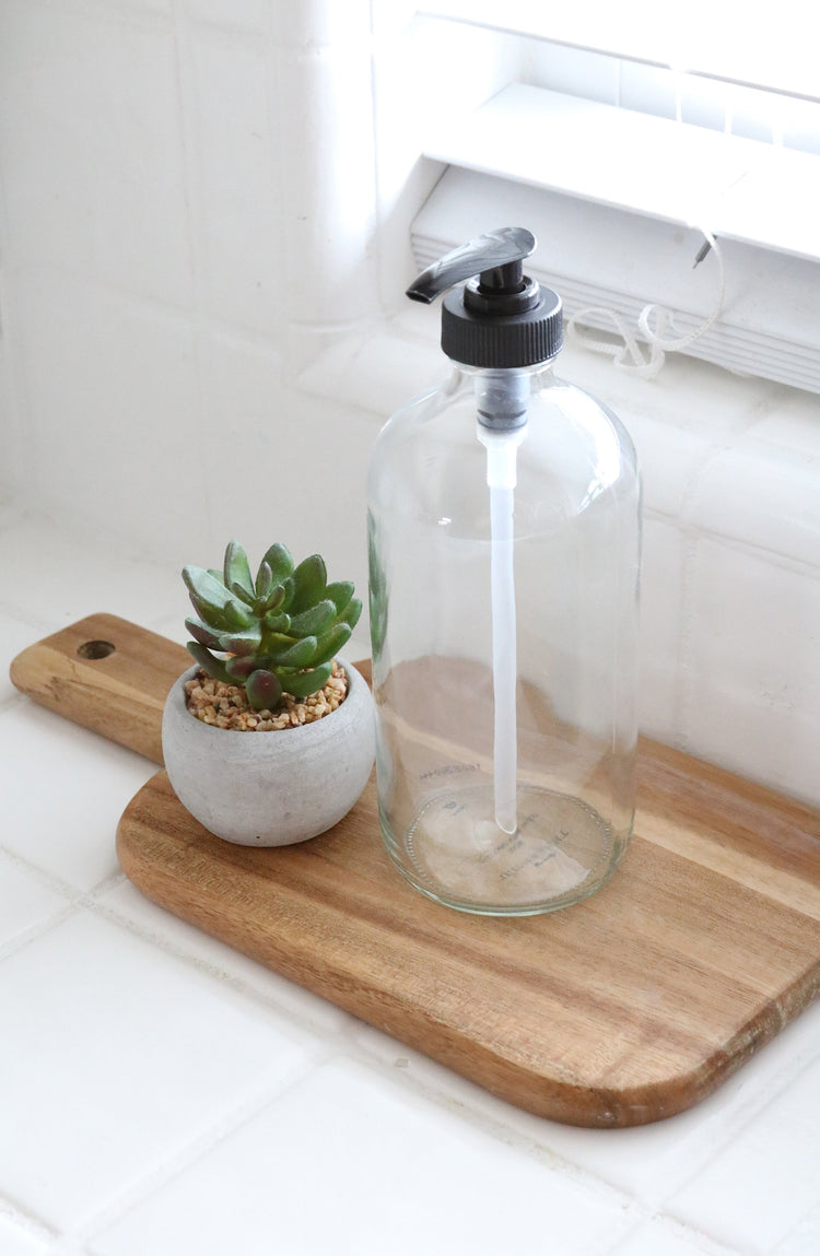 single custom calligraphy clear soap dispenser 16oz