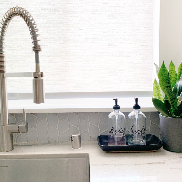 single custom calligraphy clear soap dispenser 16oz