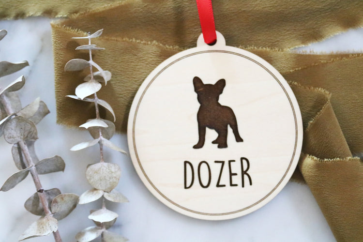 custom pet silhouette wood christmas ornament