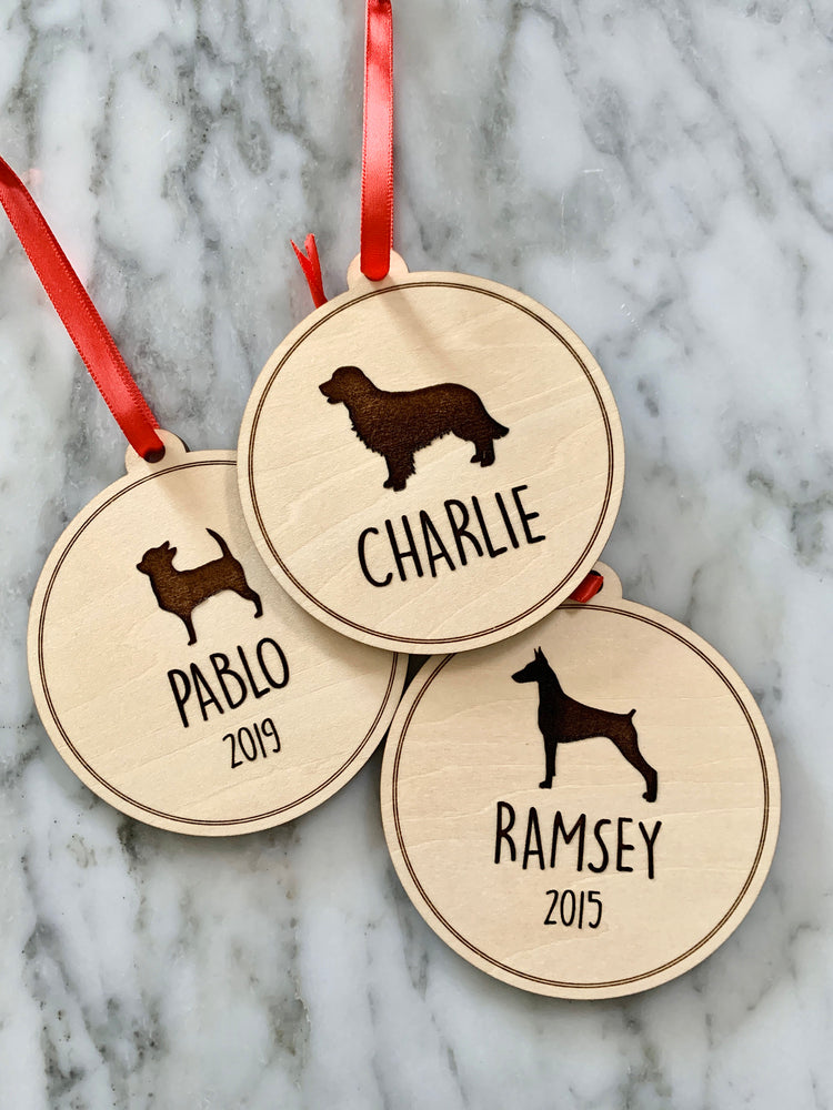custom pet silhouette wood christmas ornament