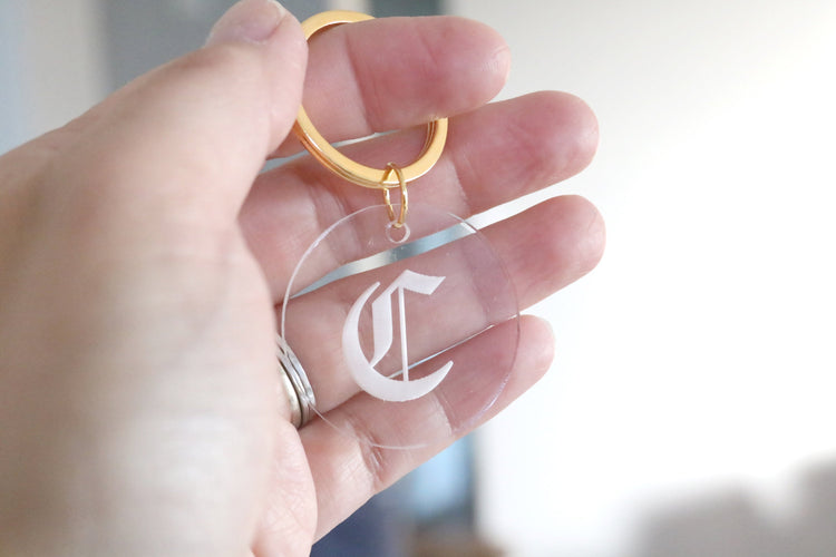 custom gothic initial letter keychain