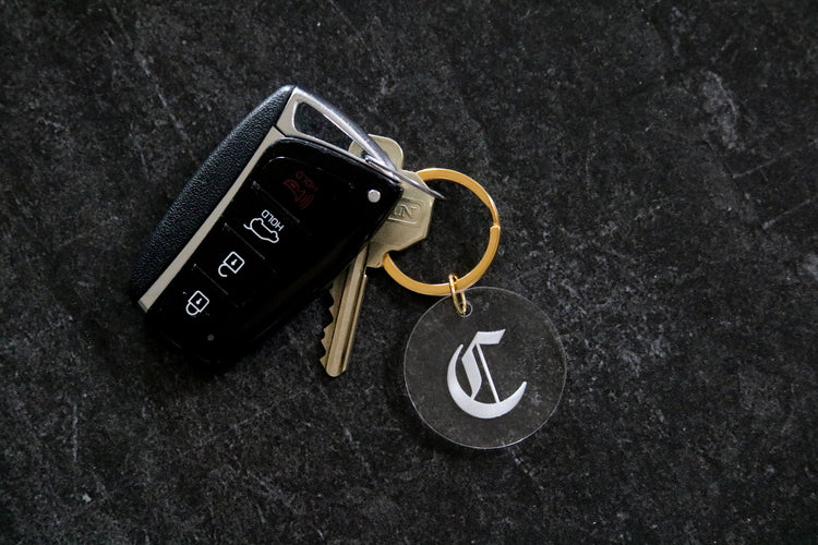 custom gothic initial letter keychain