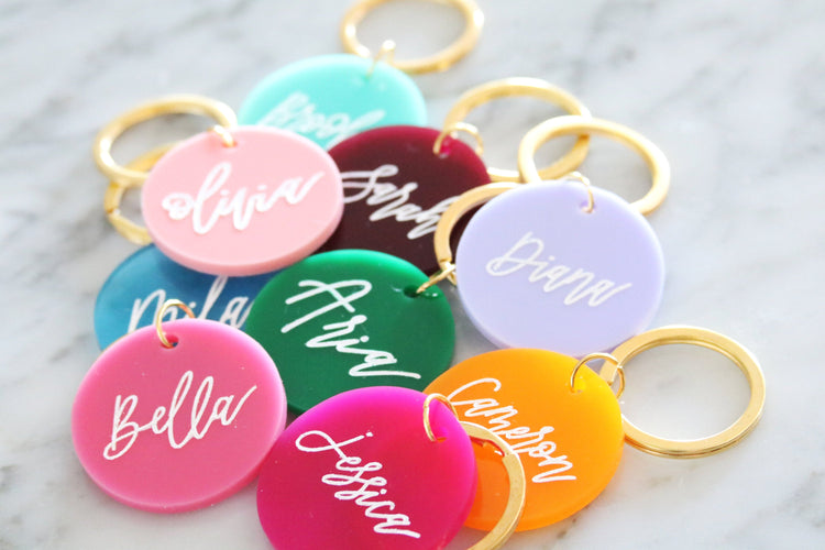 colorful round keychain | custom calligraphy name keychain