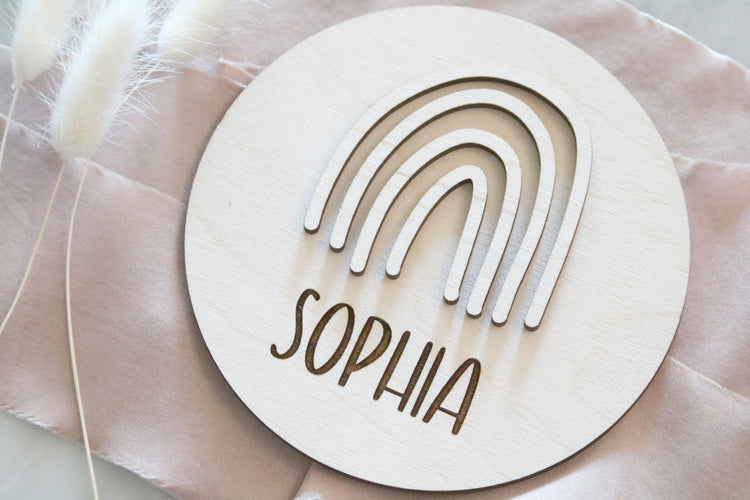 custom rainbow baby name wood sign