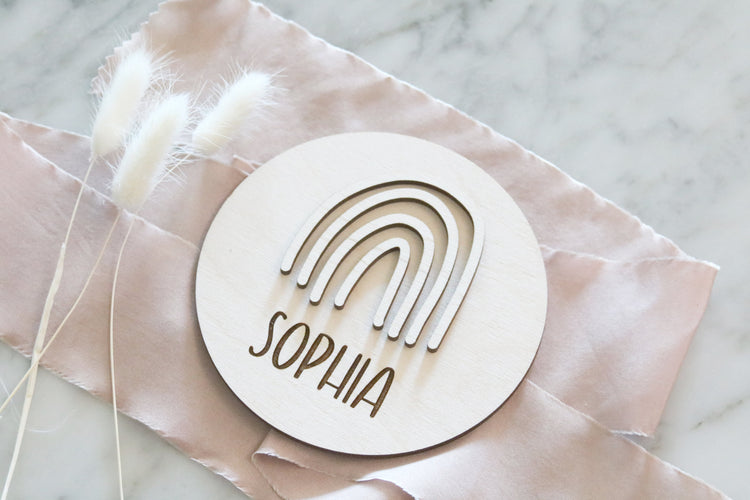 custom rainbow baby name wood sign