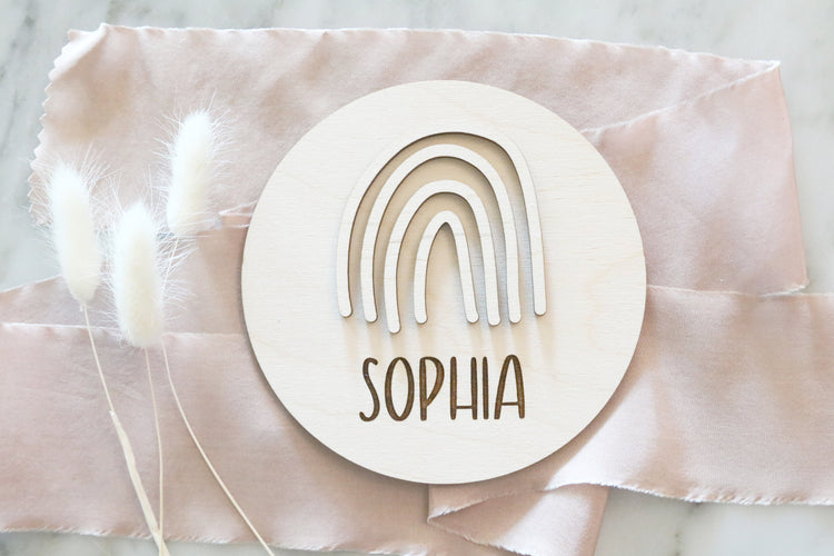 custom rainbow baby name wood sign