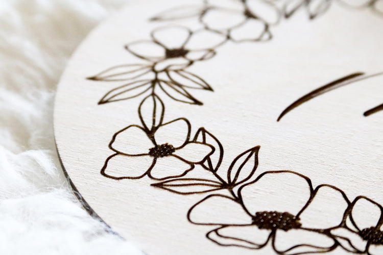 bold floral baby letter wood sign