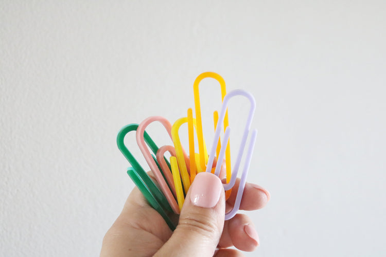 colorful large acrylic paper clips | set of 6