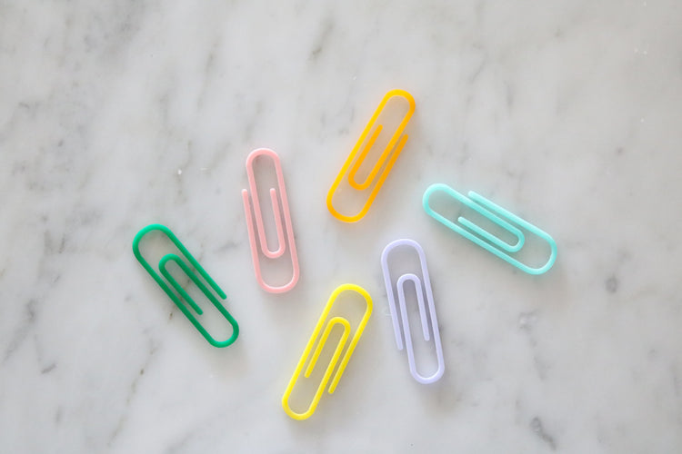 colorful large acrylic paper clips | set of 6