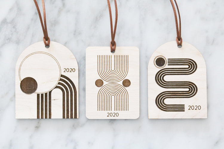 mid century modern wood christmas ornament | 02