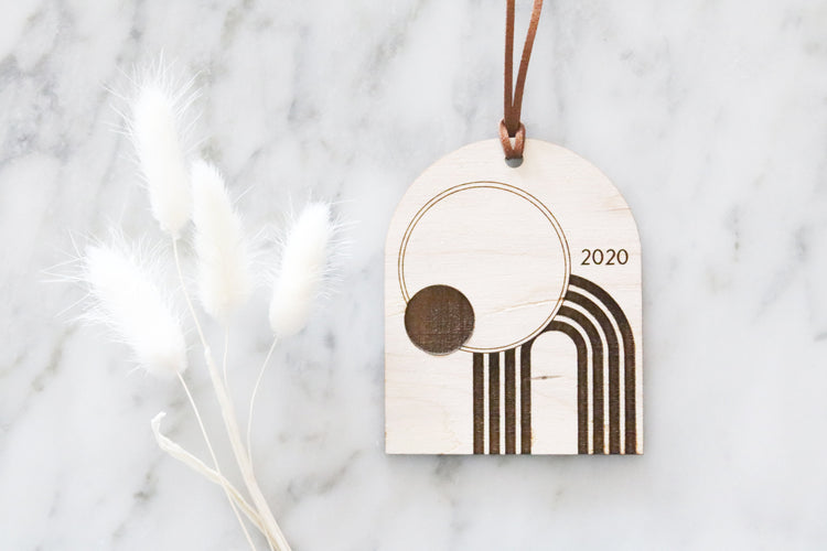 mid century modern wood christmas ornament | 01