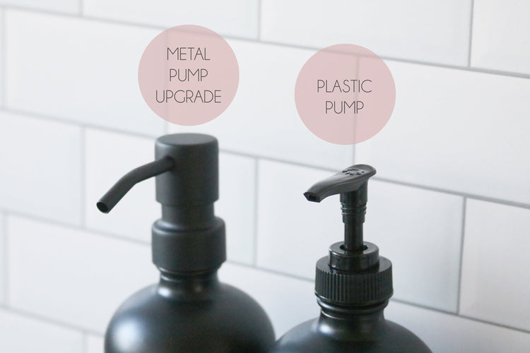 HANDS + DISHES | calligraphy white glass soap dispenser set