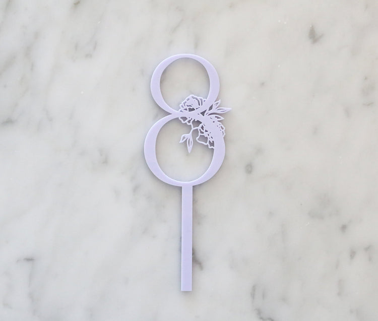 single number floral acrylic cake topper | CHOOSE YOUR NUMBER + COLOR