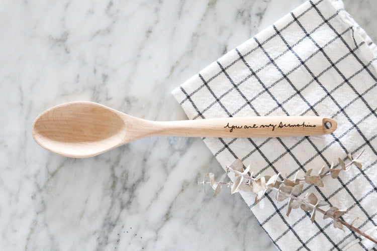 custom engraved wood kitchen spoon | real handwriting