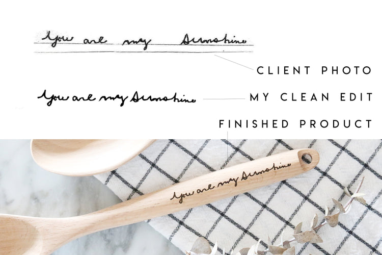 custom engraved wood kitchen spoon | real handwriting