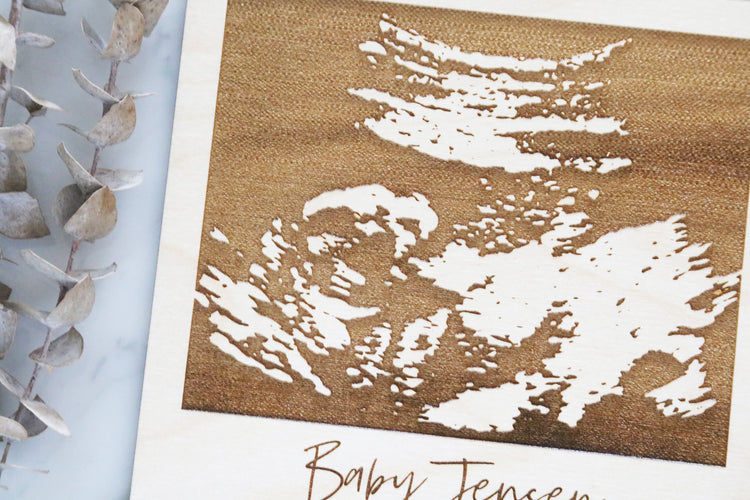custom engraved baby ultrasound polaroid sign | acrylic or wood