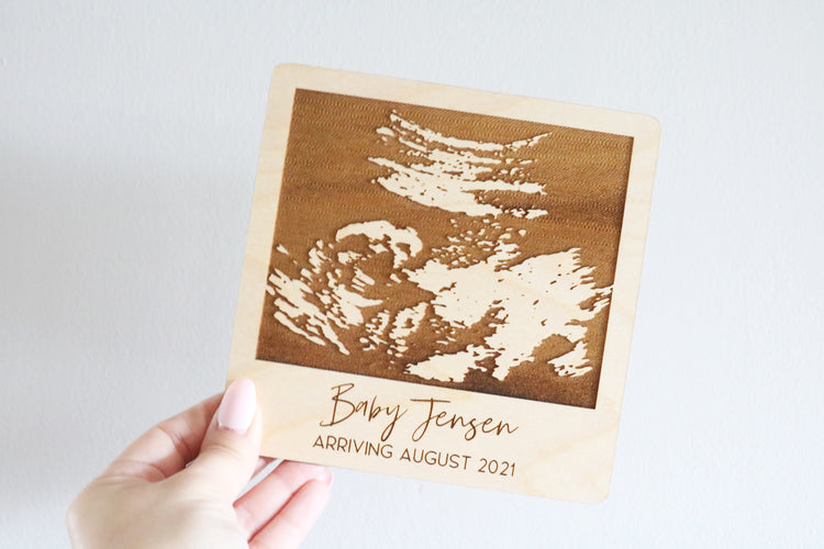 custom engraved baby ultrasound polaroid sign | acrylic or wood