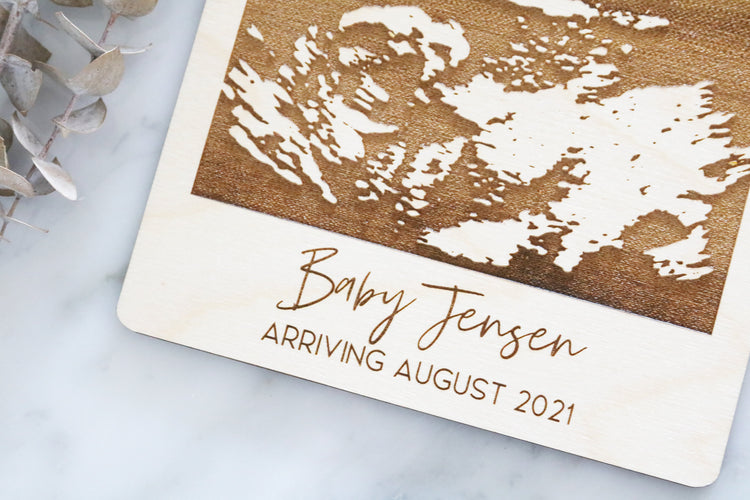 custom engraved baby ultrasound polaroid sign | acrylic or wood