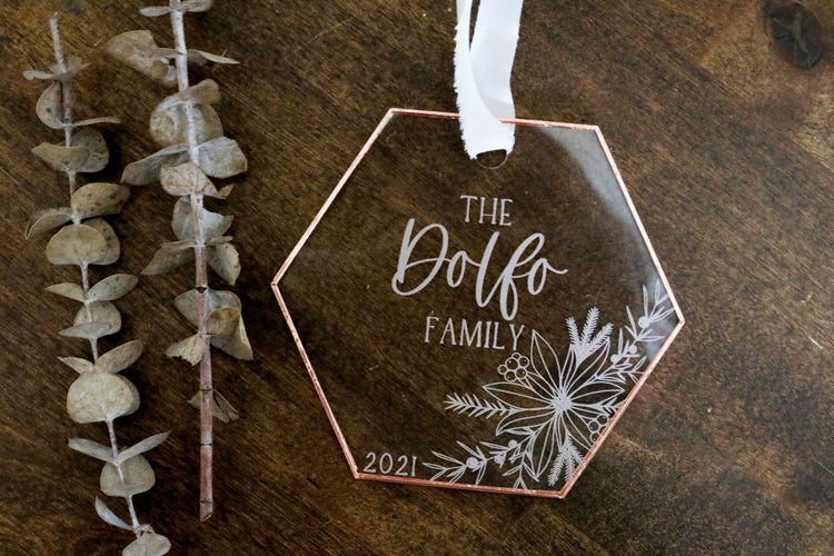 custom hexagon acrylic ornament
