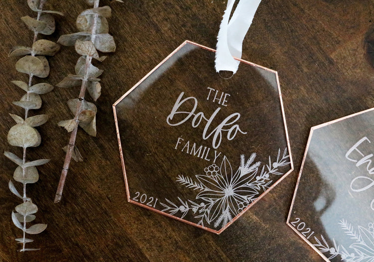 custom hexagon acrylic ornament