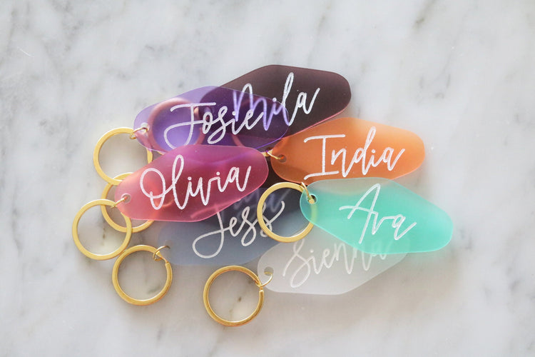 colorful frosted motel keychain