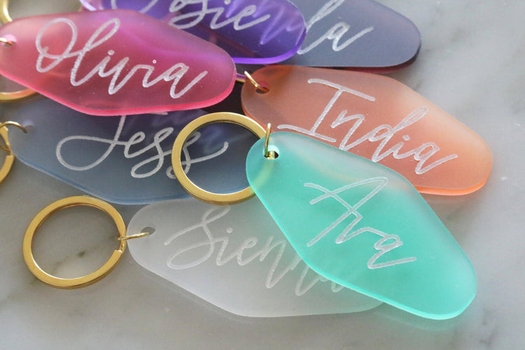 colorful frosted motel keychain