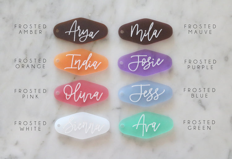 colorful frosted motel keychain