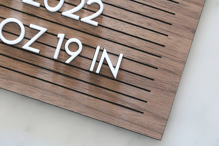 custom faux wood letter board | baby stats announcement