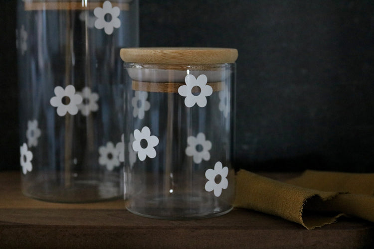 retro daisy flower stash jar | 2 sizes