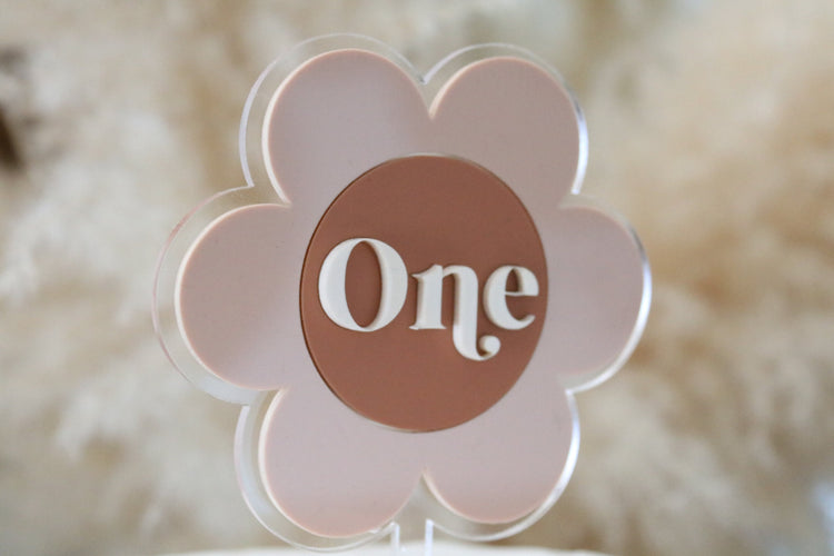 retro daisy flower acrylic birthday cake topper