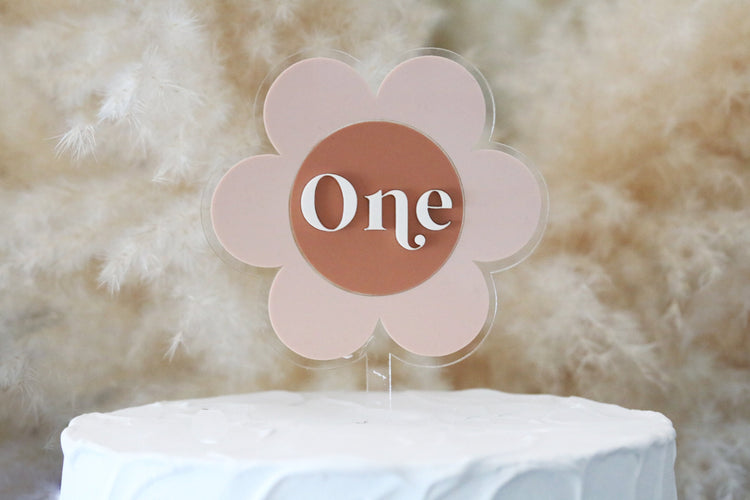 retro daisy flower acrylic birthday cake topper