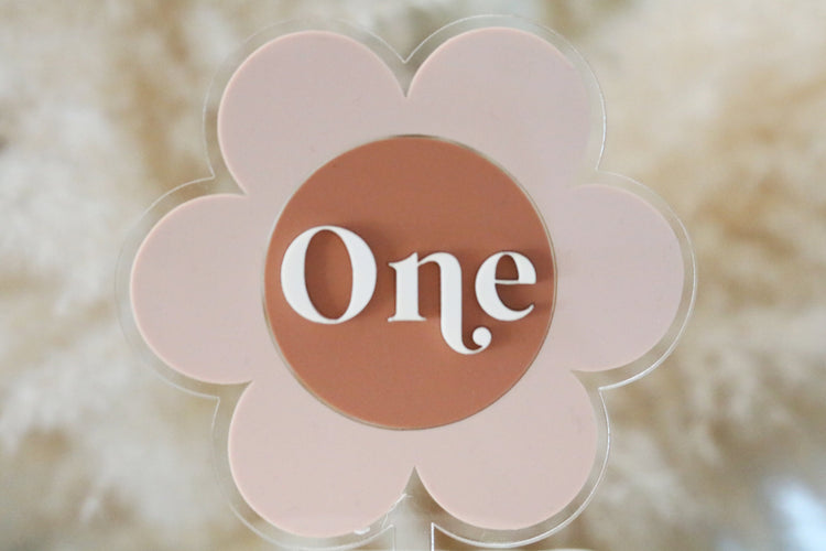 retro daisy flower acrylic birthday cake topper