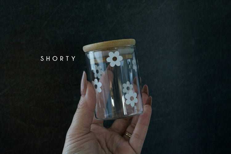 retro daisy flower stash jar | 2 sizes