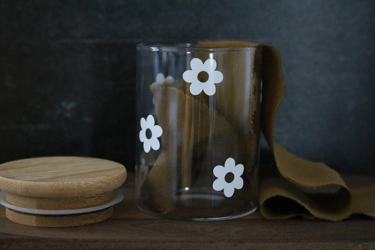 retro daisy flower stash jar | 2 sizes