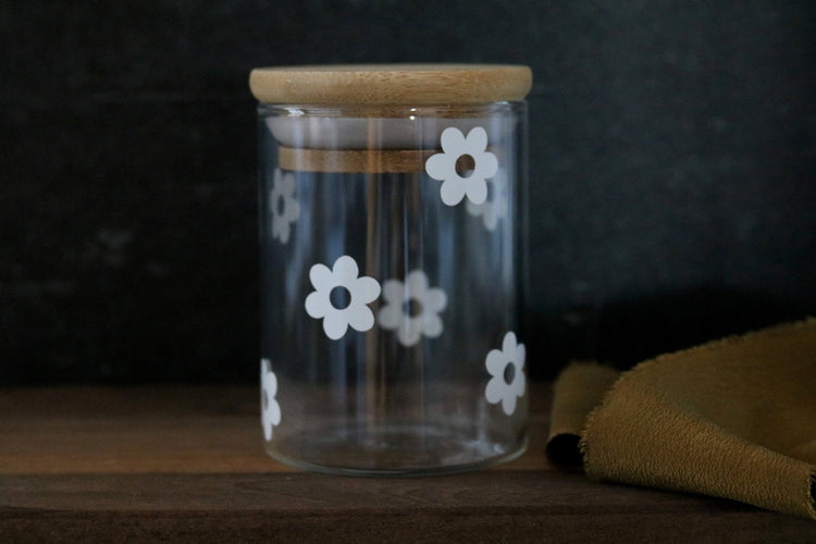 retro daisy flower stash jar | 2 sizes
