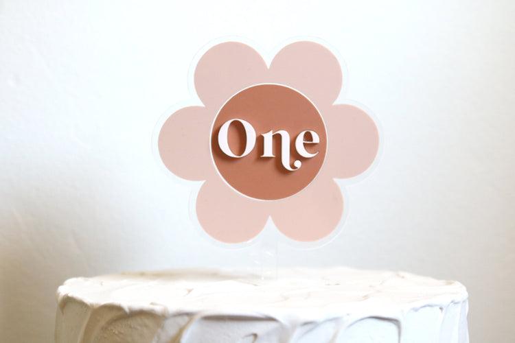 retro daisy flower acrylic birthday cake topper
