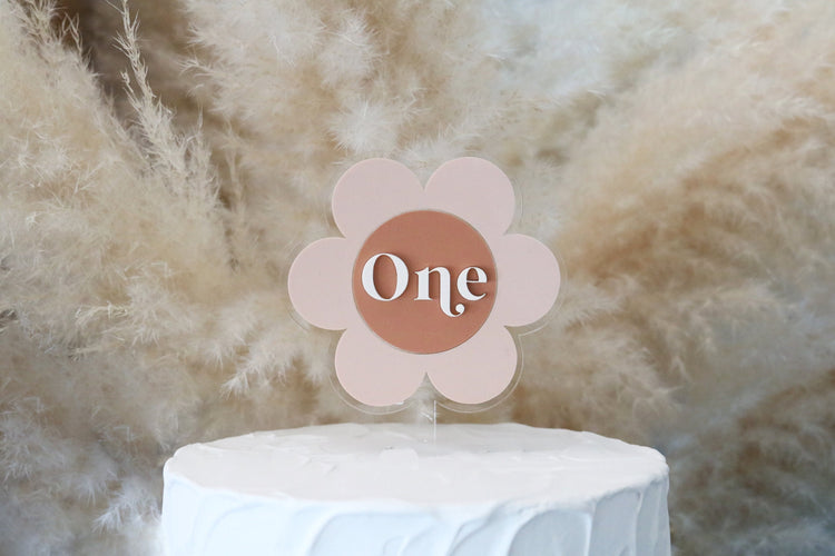 retro daisy flower acrylic birthday cake topper