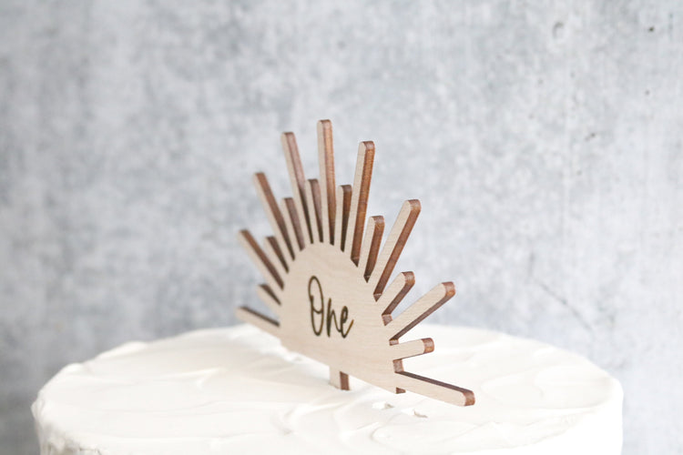 custom sun burst wood cake topper | CHOOSE YOUR NUMBER