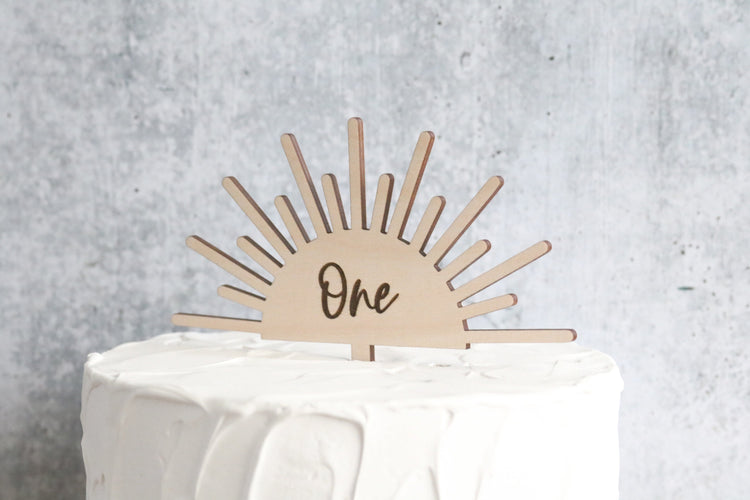 custom sun burst wood cake topper | CHOOSE YOUR NUMBER