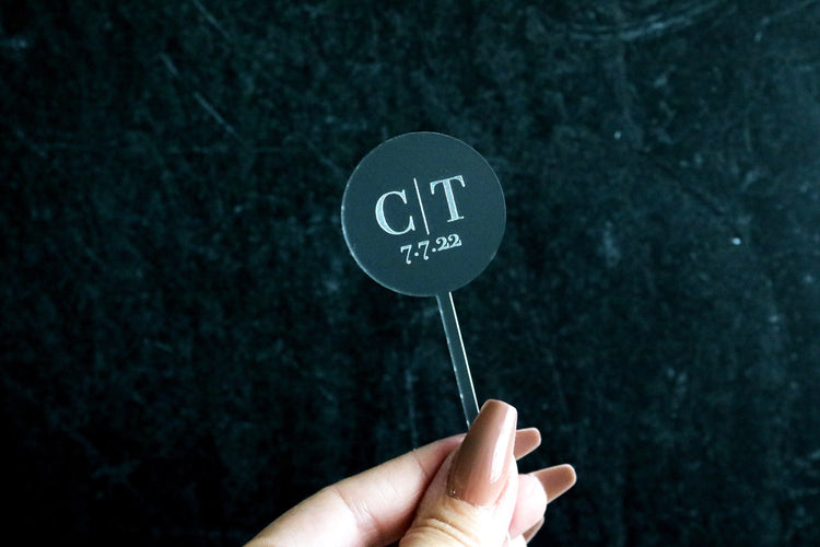 set of custom initial wedding drink stir sticks