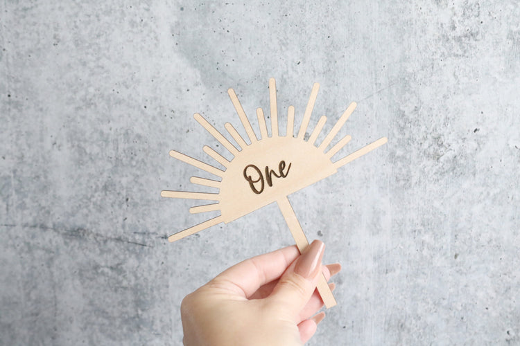 custom sun burst wood cake topper | CHOOSE YOUR NUMBER