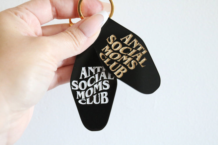 anti social moms club motel keychain | CHOOSE YOUR COLOR