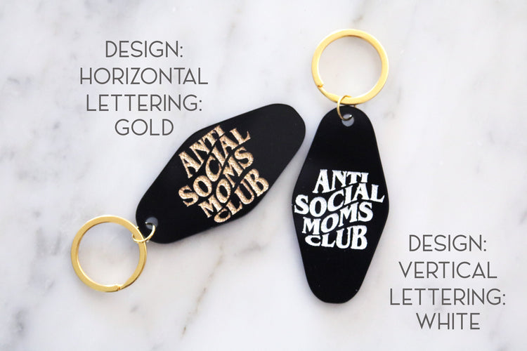 anti social moms club motel keychain | CHOOSE YOUR COLOR