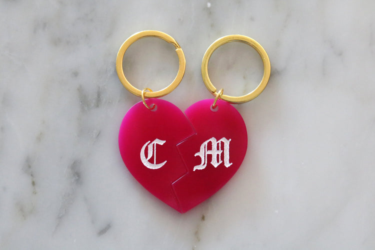 custom colorful best friends heart keychain | CHOOSE YOUR COLOR