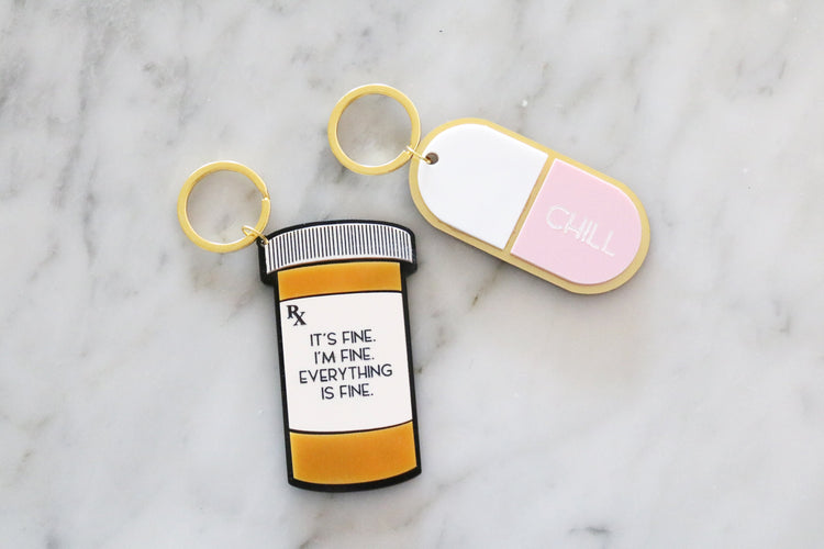 custom chill pill keychain | CHOOSE YOUR TEXT + COLOR