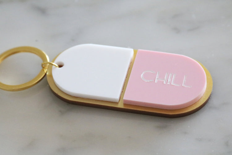 custom chill pill keychain | CHOOSE YOUR TEXT + COLOR