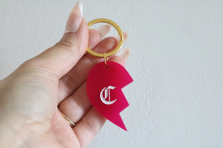 custom colorful best friends heart keychain | CHOOSE YOUR COLOR