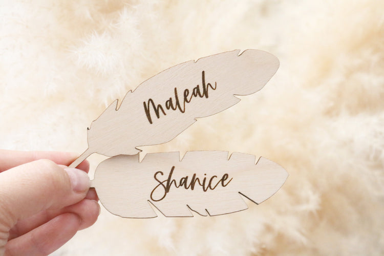 custom feather escort card | place card