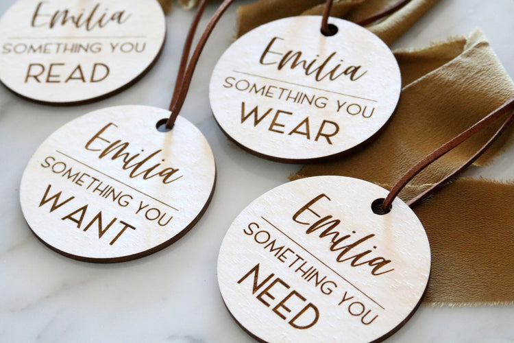 custom wood round christmas gift tags