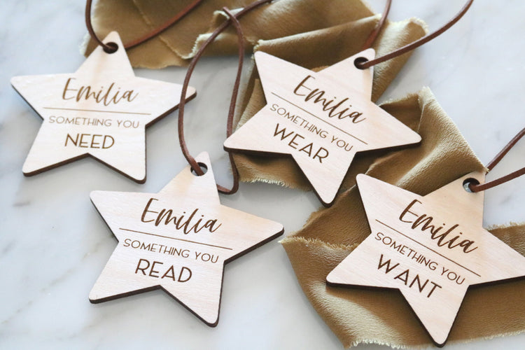 custom wood star christmas gift tags